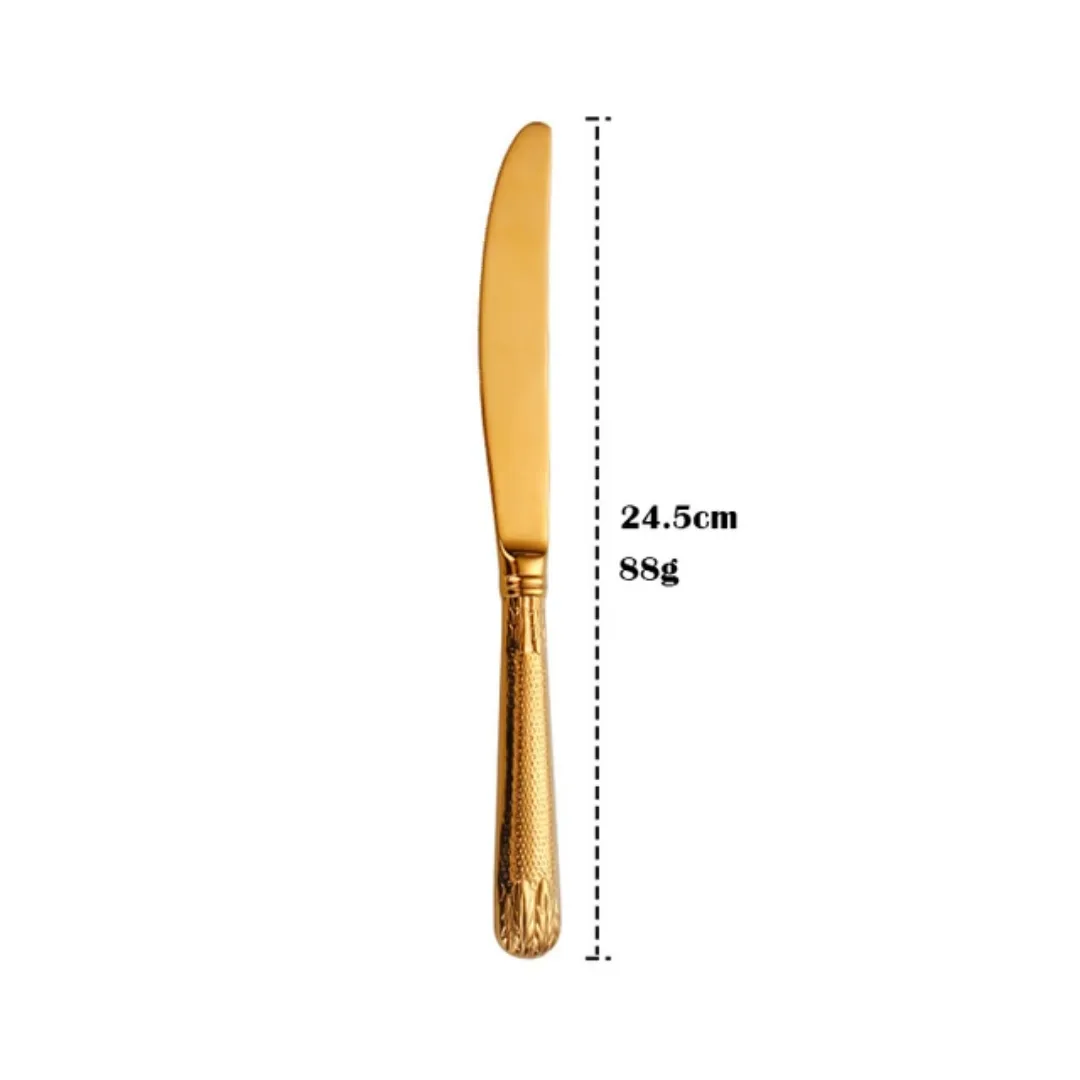 5 Pcs Gold Mirror Hollow Handle Cutlery Set Test