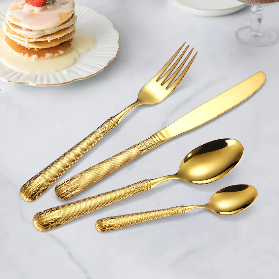 5 Pcs Gold Mirror Hollow Handle Cutlery Set